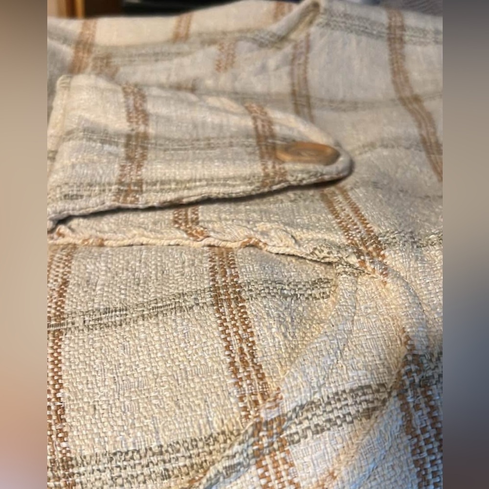 Vintage Plaid Cream and Brown Curtain - Picture 2 of 4